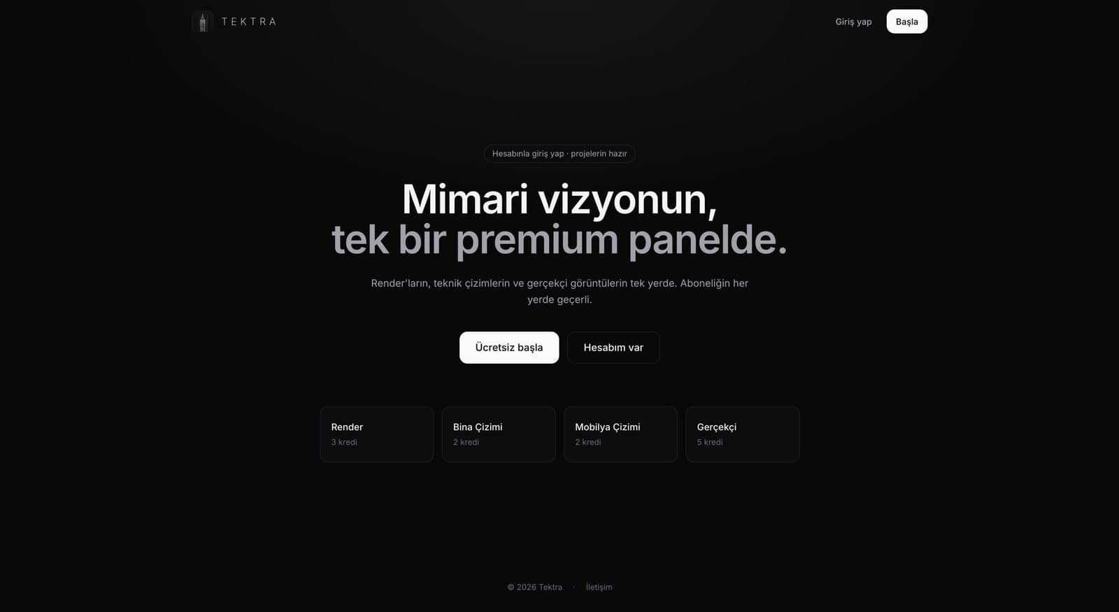 Tektra web sitesinin ekran görüntüsü
